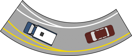 Traffic left and right lane markers splitting
